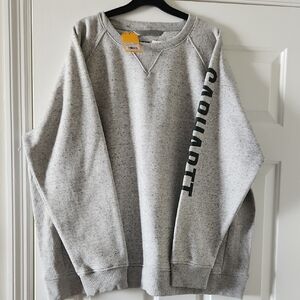 BNWT Carhartt Women's Heather Gray Crewneck Sweatshirt with Sleeve Logo